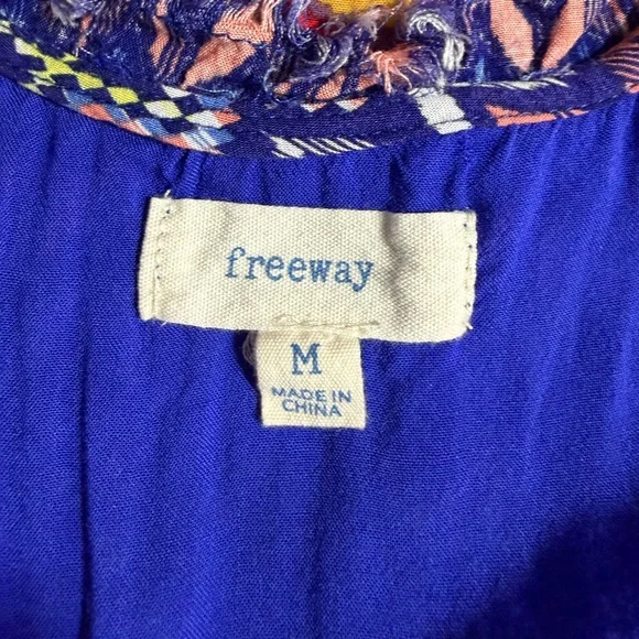 Freeway Vibrant Blue Bohemian Maximalist Fun Flutter Sleeve Tunic Dress size M - Picture 9 of 11